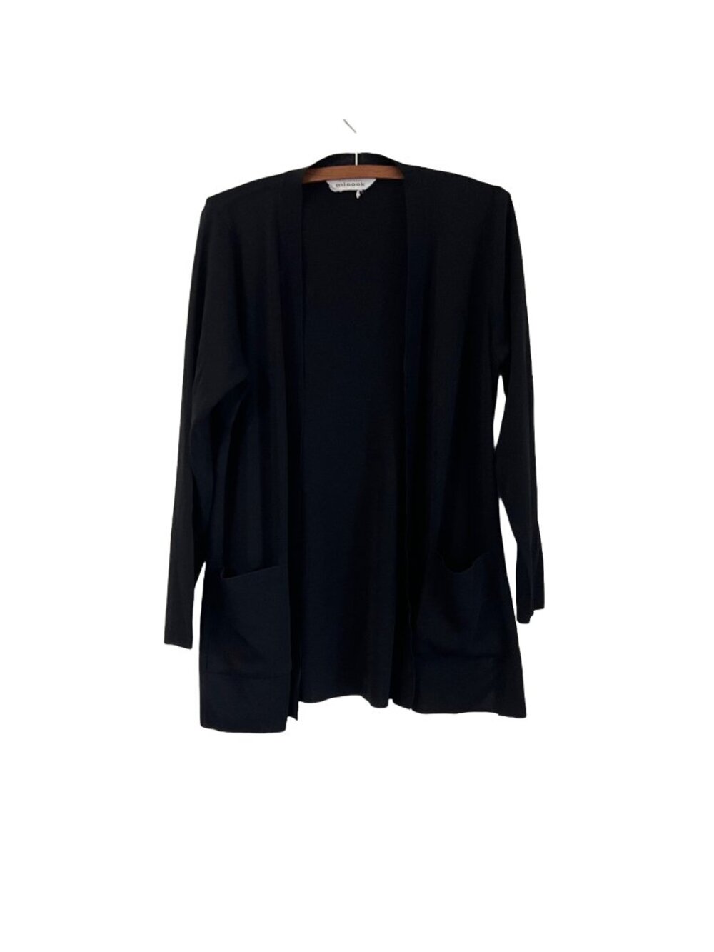 Exclusively Misook Black Acrylic Knit Open Cardigan Sweater Size Medium